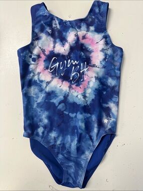 Destira Gym BFF Tie-Dye Blue & Pink Heart Leotard Child Large